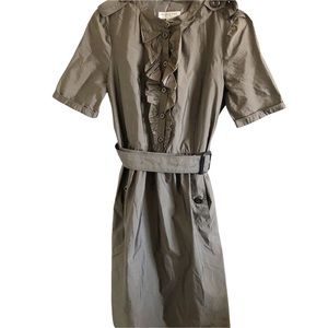 Burberry Khaki Button-Up Dress with Belt